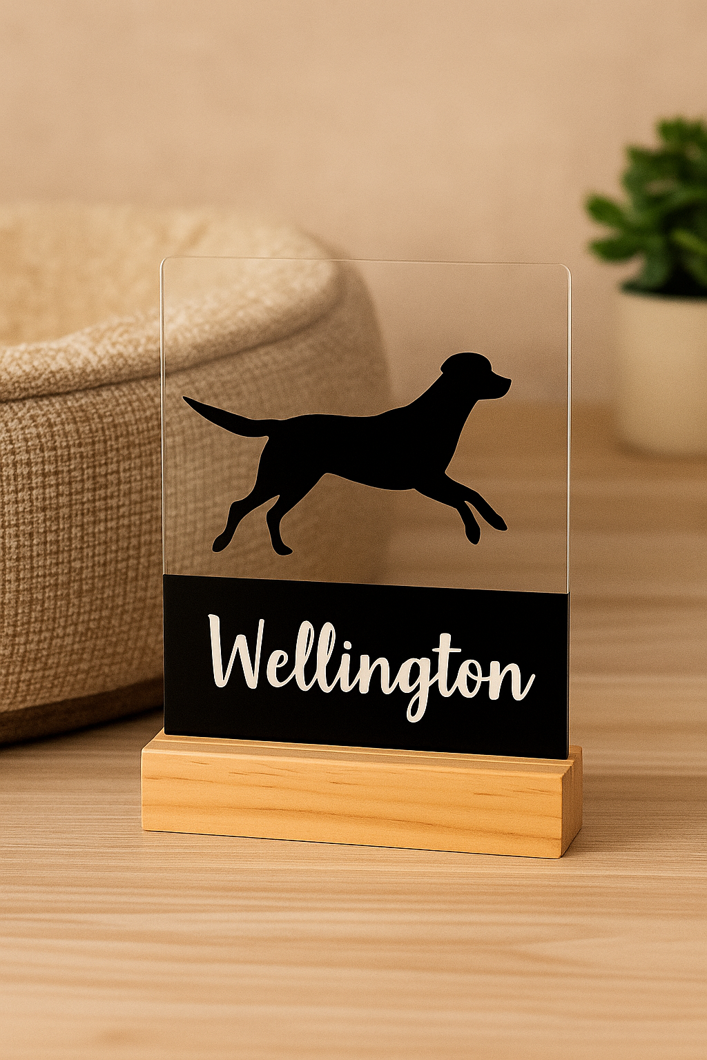 Custom Pet Name Sign – Personalized Acrylic Silhouette Decor