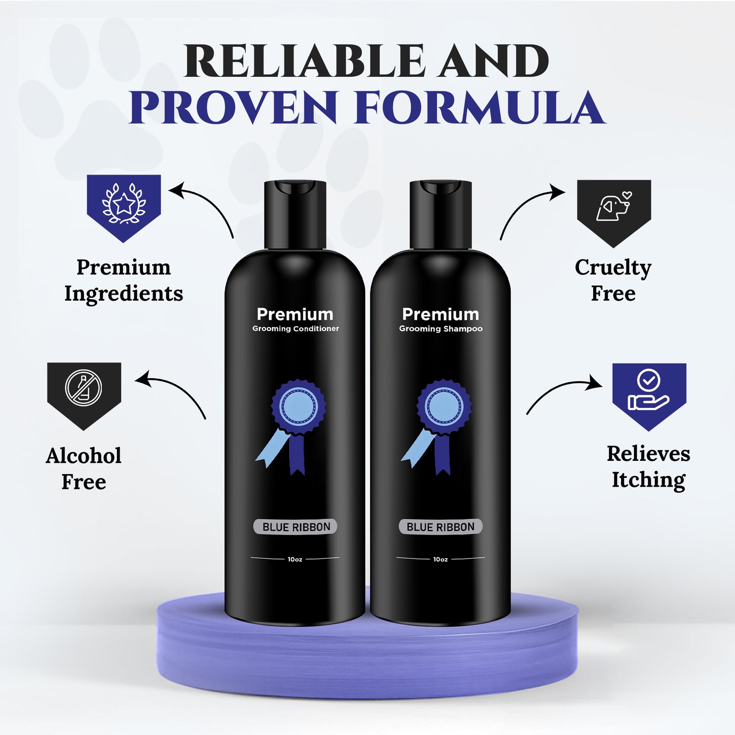 Natural Dog Shampoo & Conditioner for Itchy and Sensitive Skin (Blue Ribbon)