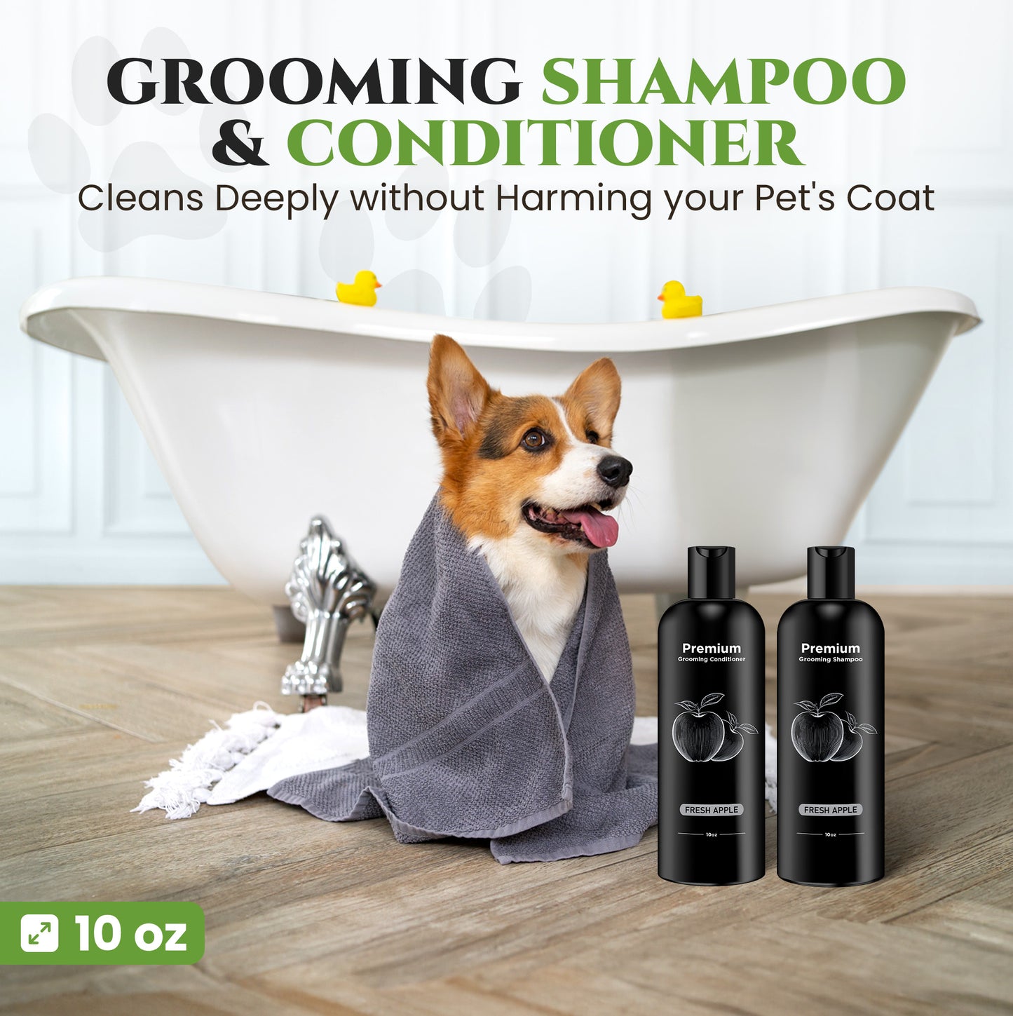 Natural Dog Shampoo & Conditioner for Itchy and Sensitive Skin (Fresh Apple)