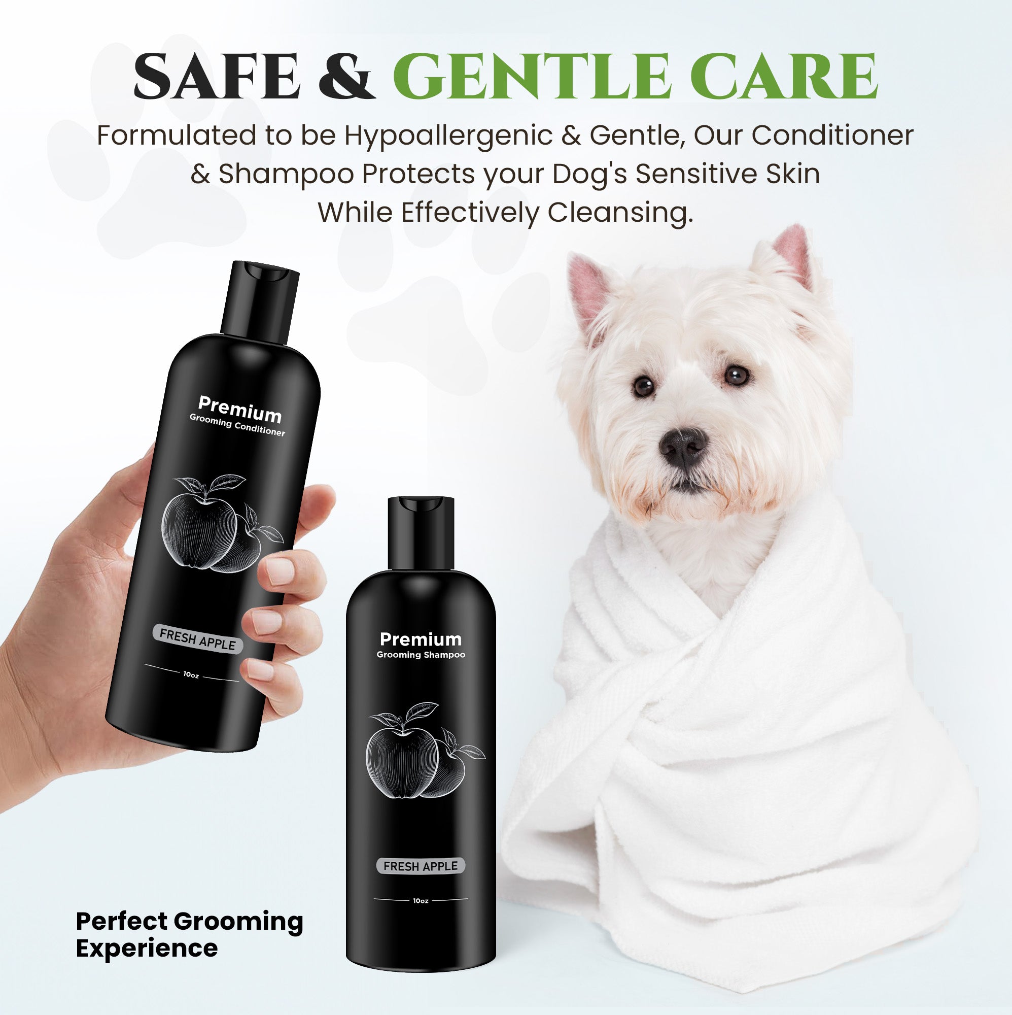 Natural Dog Shampoo & Conditioner for Itchy and Sensitive Skin (Fresh Apple)