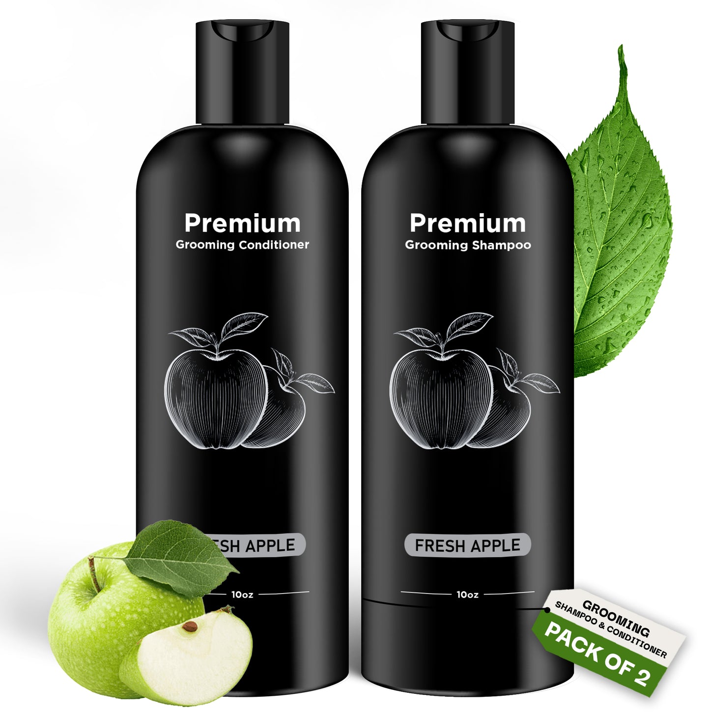 Natural Dog Shampoo & Conditioner for Itchy and Sensitive Skin (Fresh Apple)