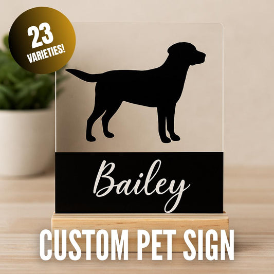 Custom Pet Name Sign – Personalized Acrylic Silhouette Decor